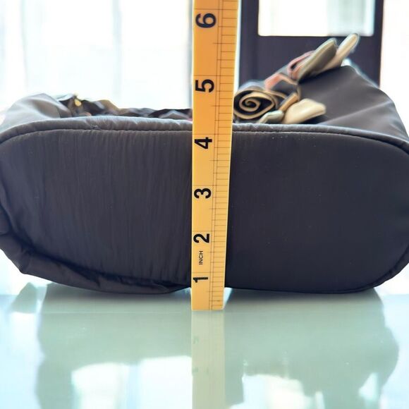 Pashmina Black Fabric Lightweight Handbag with 3D Satin Color Flowers  ***Item: - Picture 8 of 11